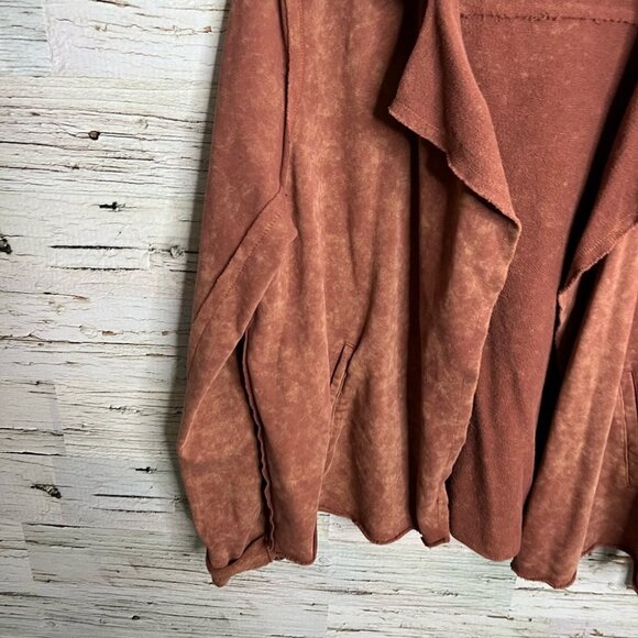 Promesa brown  distressed cardigan blazer sweater jacket size large - Picture 2 of 9